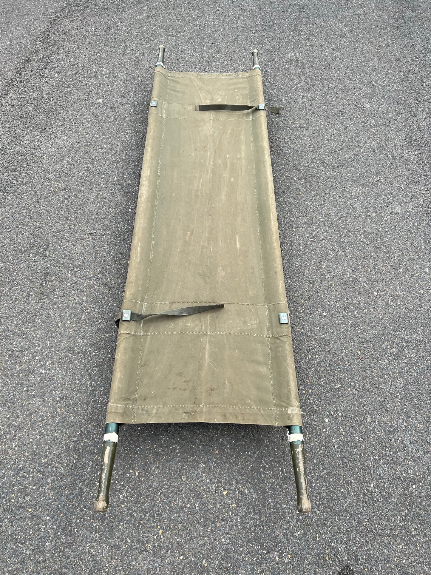 Ex British Army Aluminium Folding Stretcher Vintage Military Ambulance Medic Canvas Art Camp Bed