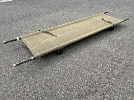 Ex British Army Aluminium Folding Stretcher Vintage Military Ambulance Medic Canvas Art Camp Bed