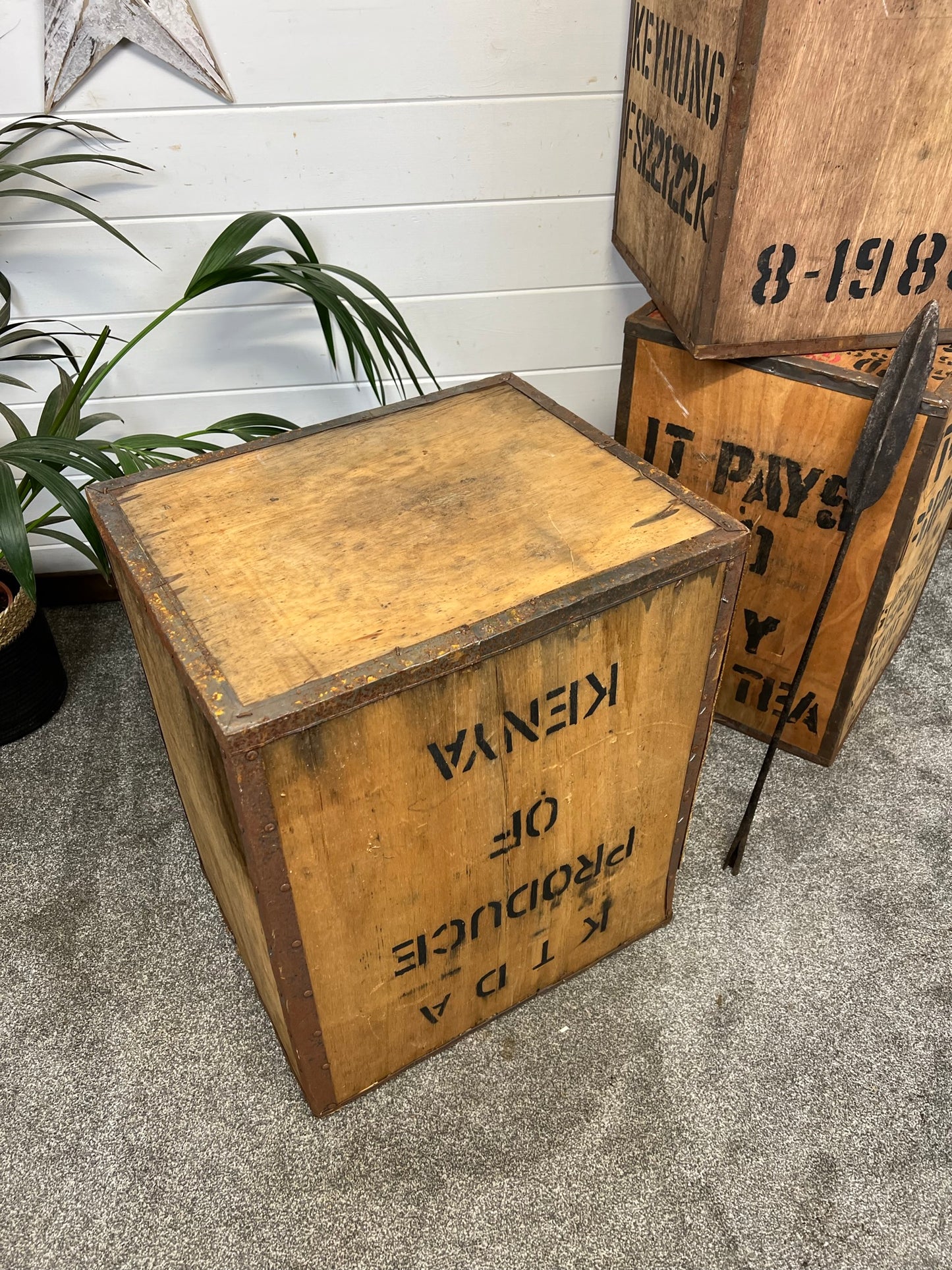 Vintage Tea Crate Wooden Chest Bedroom Table Coffee Shop Bar Prop Decor Farmhouse Side Table