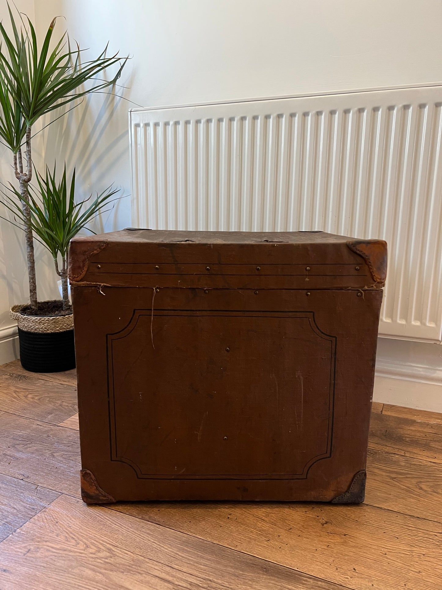 Vintage Square Steamer Trunk Coffee Side Table Original Travel Storage Trunk