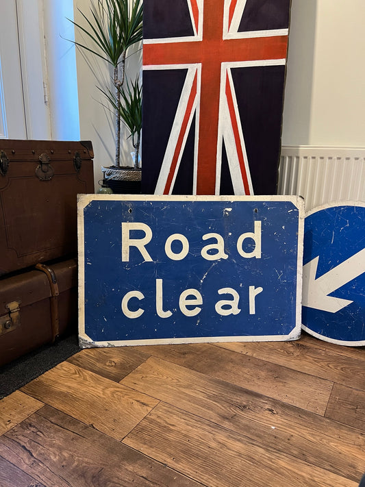 Vintage Large Military Road Traffic Sign "Road Clear" Retro Man Cave Bar Cafe Decorative