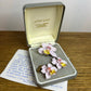 Fleur 2000 Margot Cousins Bone China Stick Pin Brooch & Earring Set Vintage Orchid