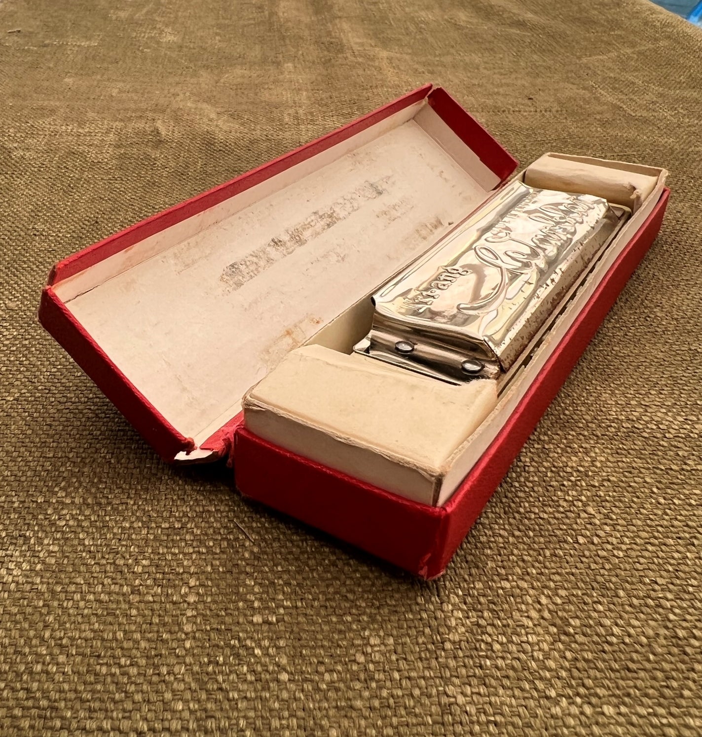 Vintage Rare Tri-ang Nightingale Warbler Mouth Organ Harmonica In Box Collectable Toy Triang