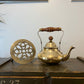 Vintage Brass Teapot Kettle With Stand Trivet Home Decor Decorative Farmhouse
