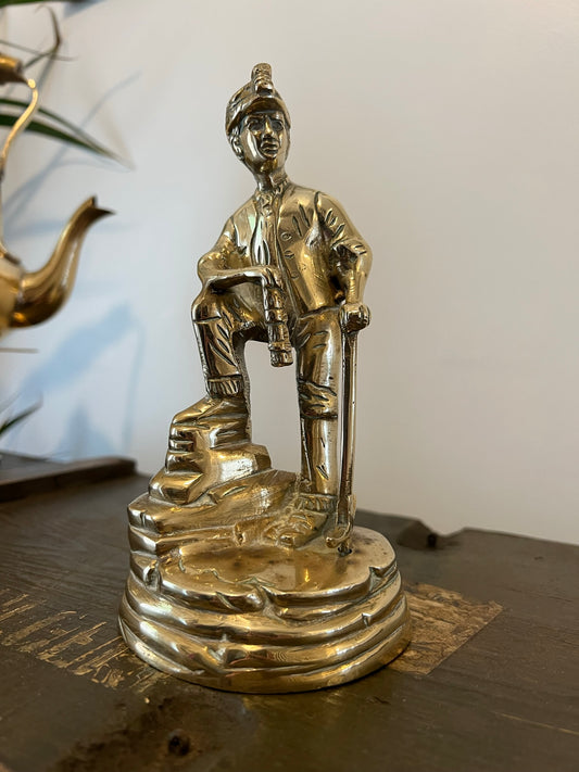 Vintage Brass Coal Mine Pit Miner Statue Decorative Figurine