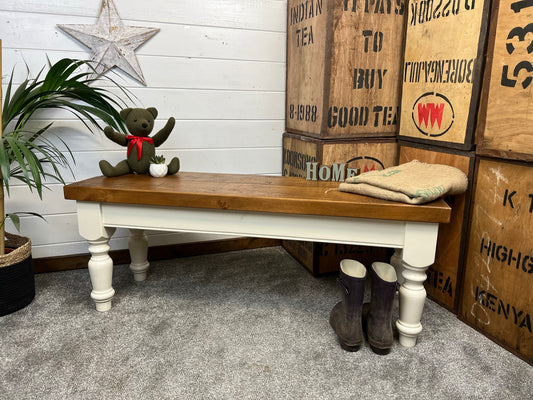 Rustic Farmhouse Kitchen Dining Bench Seat 120cm Country Home Decor