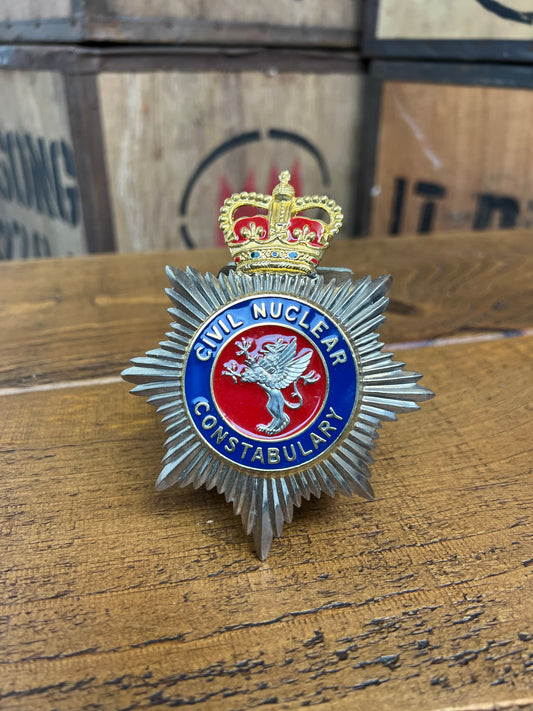 Civil Nuclear Constabulary Enamel Bobby Helmet Badge Plate With Queens Crown