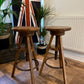 2x Vintage Industrial Wooden Artist Stools PAIR Adjustable Bar Lab Screw Stool Retro Kitchen