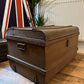 Vintage Metal Steamer Trunk Rustic Coffee Side Table Original Travel Storage Large Trunk