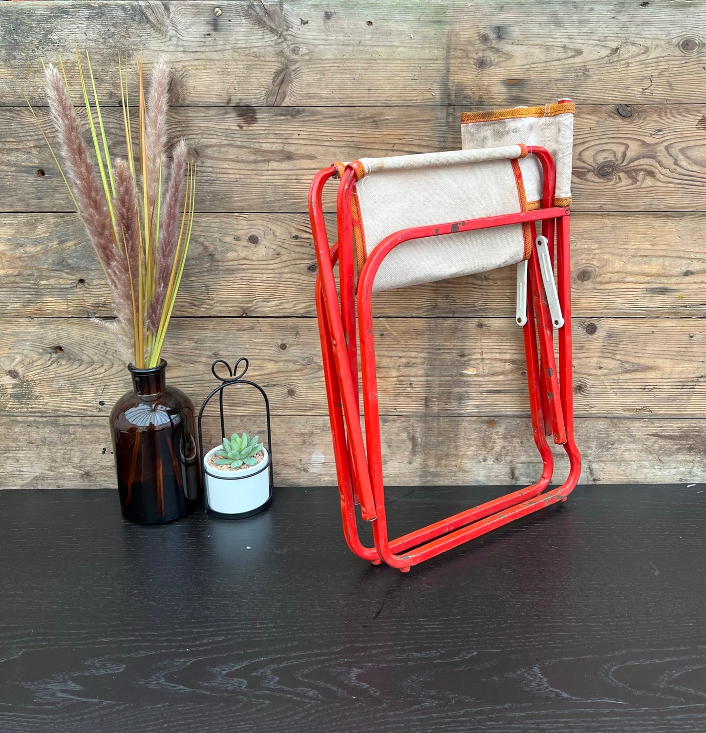 Vintage Child's Folding Directors Chair 1950's Metal & Canvas Retro Display