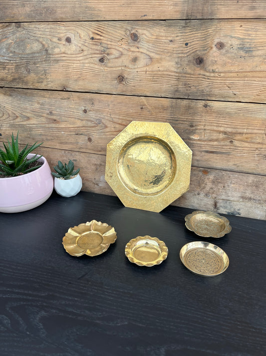 5x Vintage Brass Trinket Dish Job Lot Home Rustic Boho Decorative