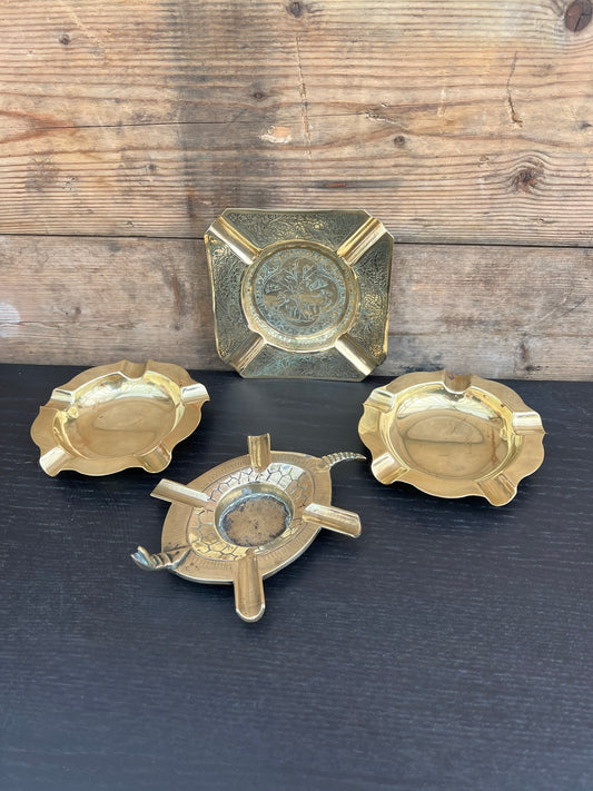 4x Vintage Brass Ashtray Trinket Dish Job Lot Home Rustic Boho Decorative