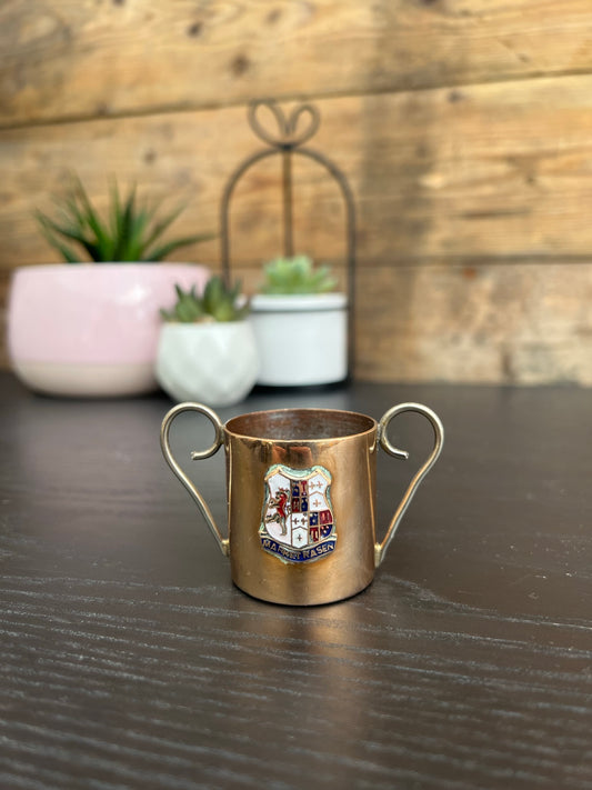 Small Silver Trinket Trophy Cup With Market Rasen Crest Stamped "EP"