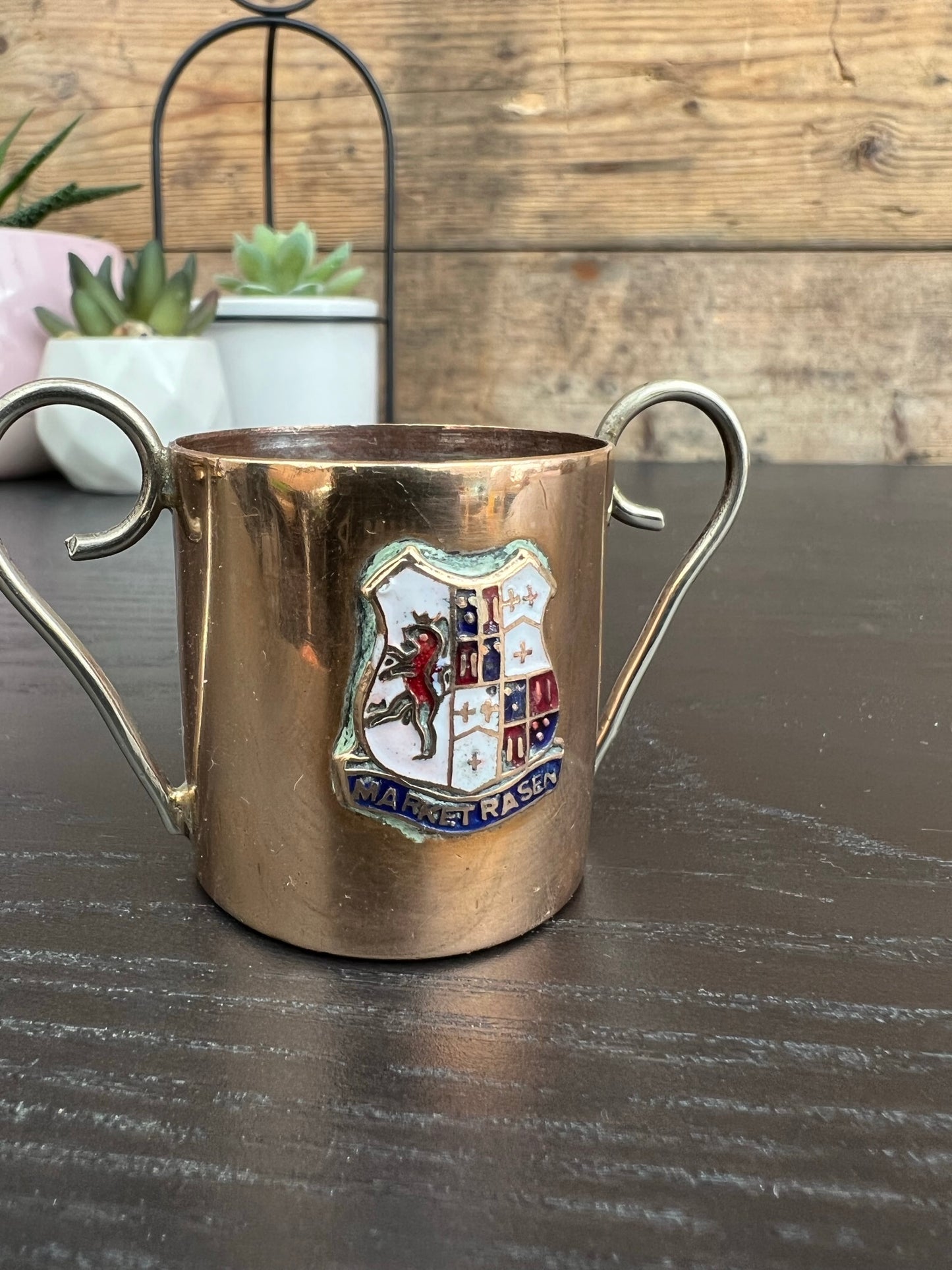 Small Silver Trinket Trophy Cup With Market Rasen Crest Stamped "EP"