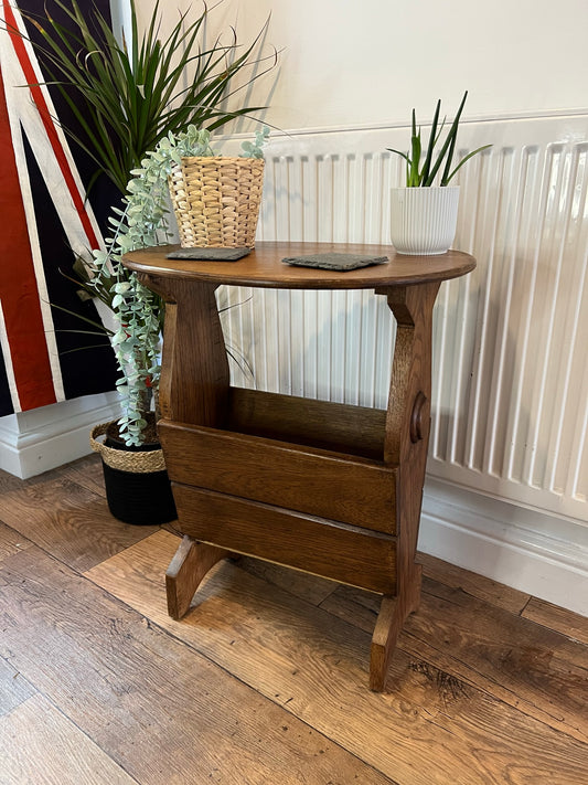 Vintage Mid Century Oak Magazine Rack Side Table Rustic Home Coffee Table