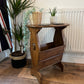 Vintage Mid Century Oak Magazine Rack Side Table Rustic Home Coffee Table
