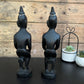 2x African Wooden Tribal Figure Figurines Beating Drums Boho Contemporary Home Décor