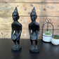 2x African Wooden Tribal Figure Figurines Beating Drums Boho Contemporary Home Décor