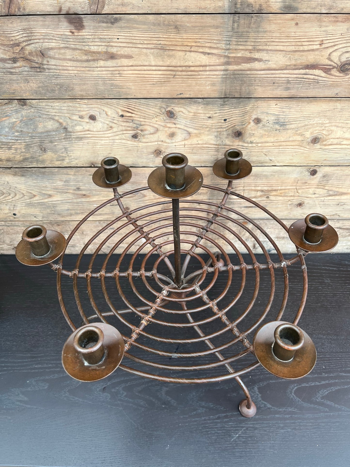 Rustic Candle Stick Holder Circular Metal Candle Arbour Stand Steampunk Vintage Decor