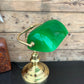 Retro Green Glass & Brass Lamp Bankers Desk Side Lamp Vintage Classic Style