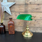 Retro Green Glass & Brass Lamp Bankers Desk Side Lamp Vintage Classic Style