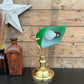Retro Green Glass & Brass Lamp Bankers Desk Side Lamp Vintage Classic Style