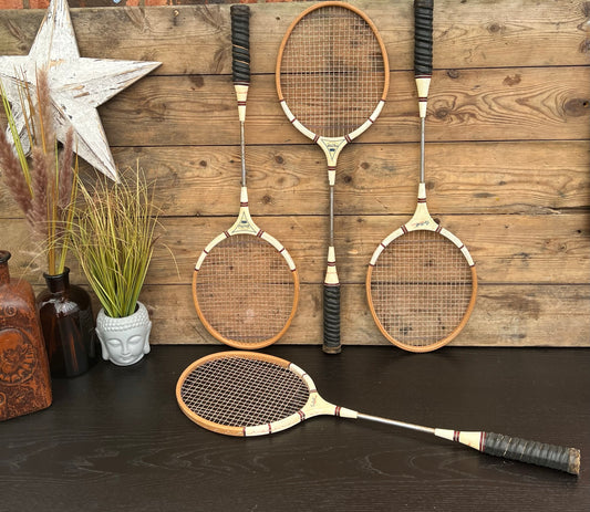 4x Vintage Badminton Racket Retro Décor Sport Memorabilia Display