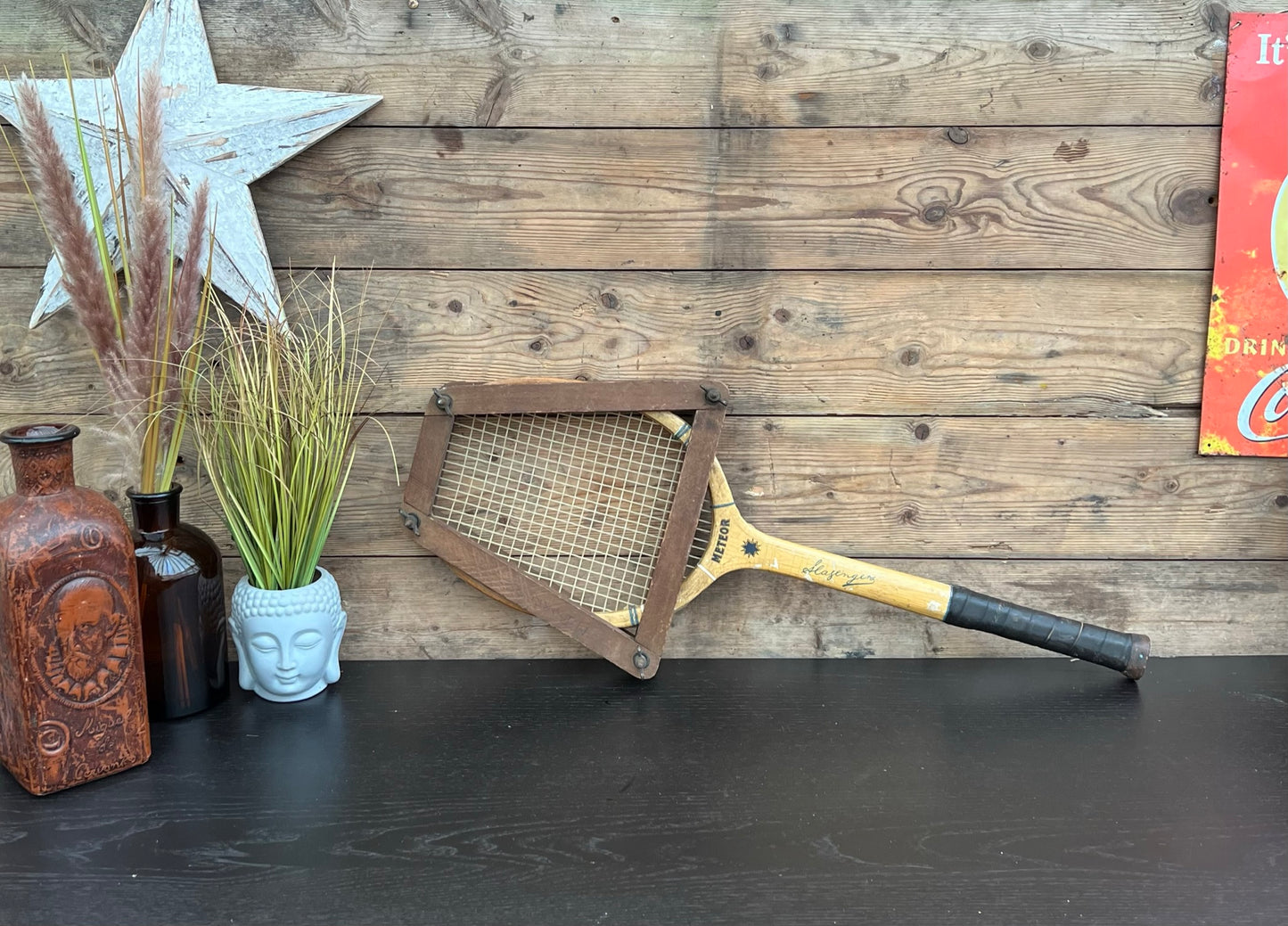 Vintage Slazenger Meteor Tennis Racket Retro Décor Sport Memorabilia Display