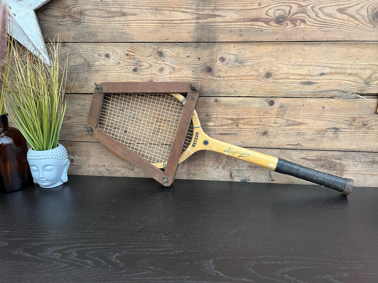 Vintage Slazenger Meteor Tennis Racket Retro Décor Sport Memorabilia Display