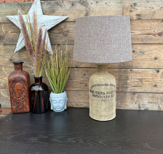 Farmhouse Style Lamp Natural Desk Side Lamp Farmers Feed Co. Home Decor