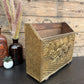 Vintage 1960's Brass Covered Magazine Rack Holder Horses Plough