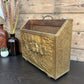 Vintage 1960's Brass Covered Magazine Rack Holder Horses Plough