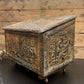 Vintage 1960's Embossed Brass Coal Box Scuttle Box With Insert Victorian Farming