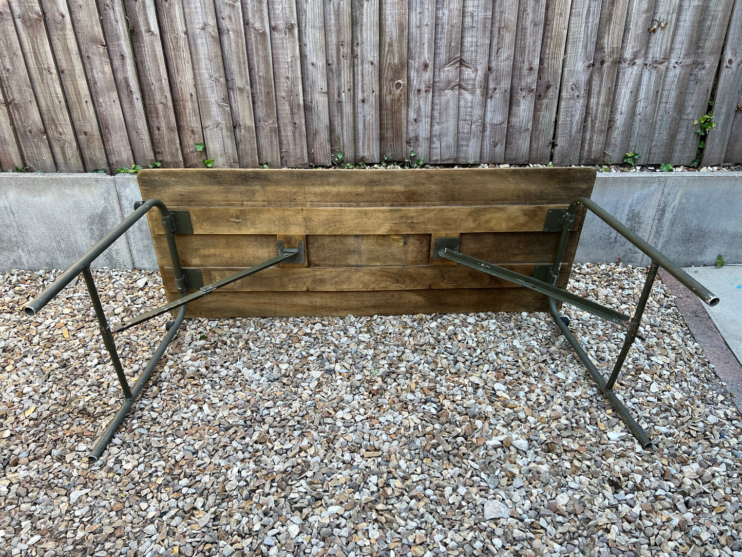 Wooden Folding Trestle Table Rustic Industrial Home Reclaimed Ex British Army Lightweight