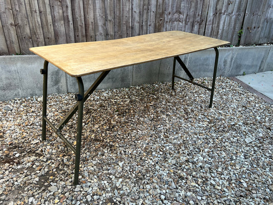 Wooden Folding Trestle Table Rustic Industrial Home Reclaimed Ex British Army Lightweight