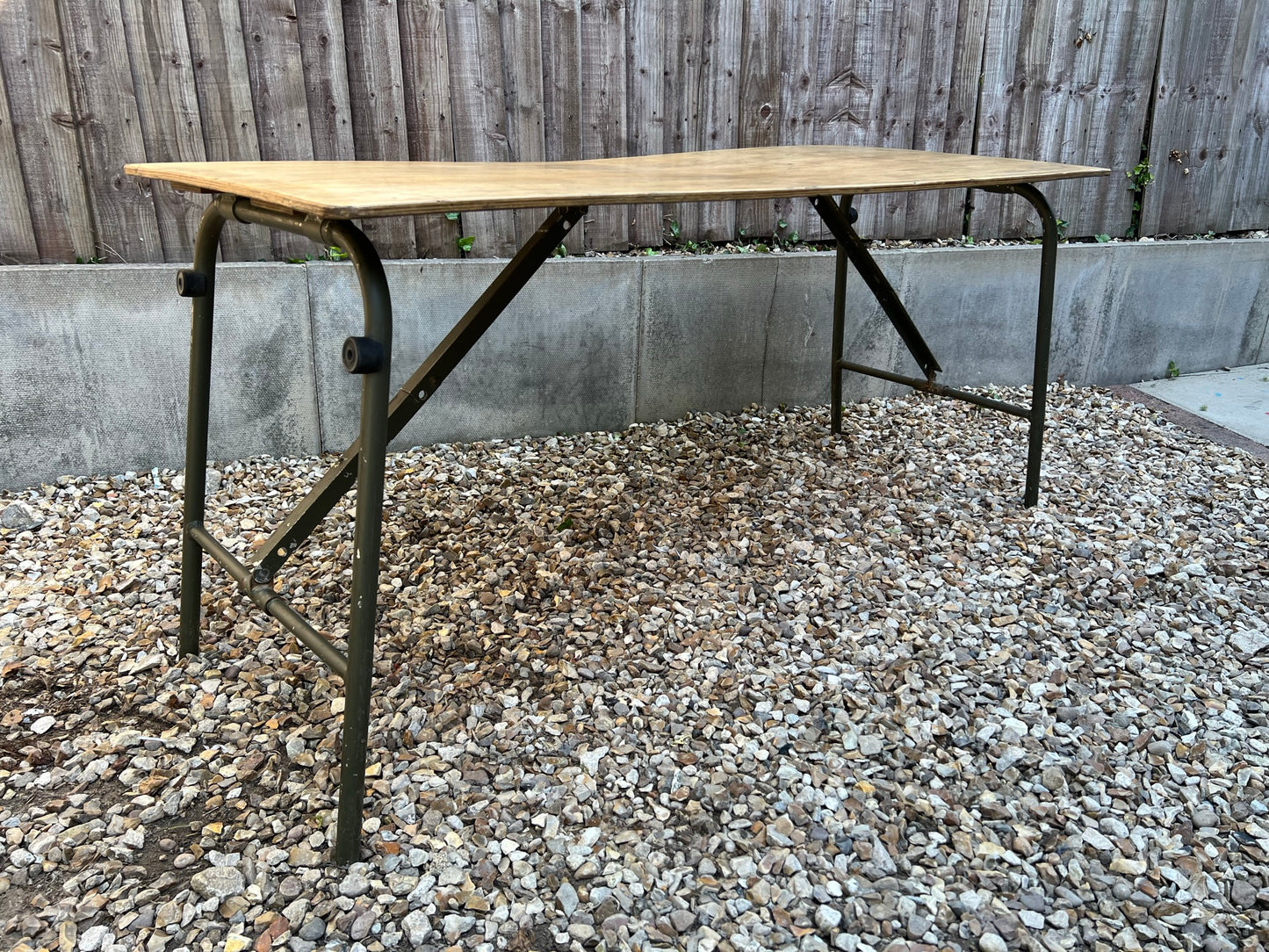 Wooden Folding Trestle Table Rustic Industrial Home Reclaimed Ex British Army Lightweight