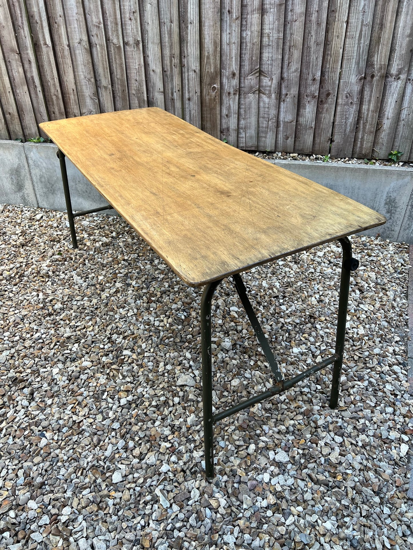 Wooden Folding Trestle Table Rustic Industrial Home Reclaimed Ex British Army Lightweight