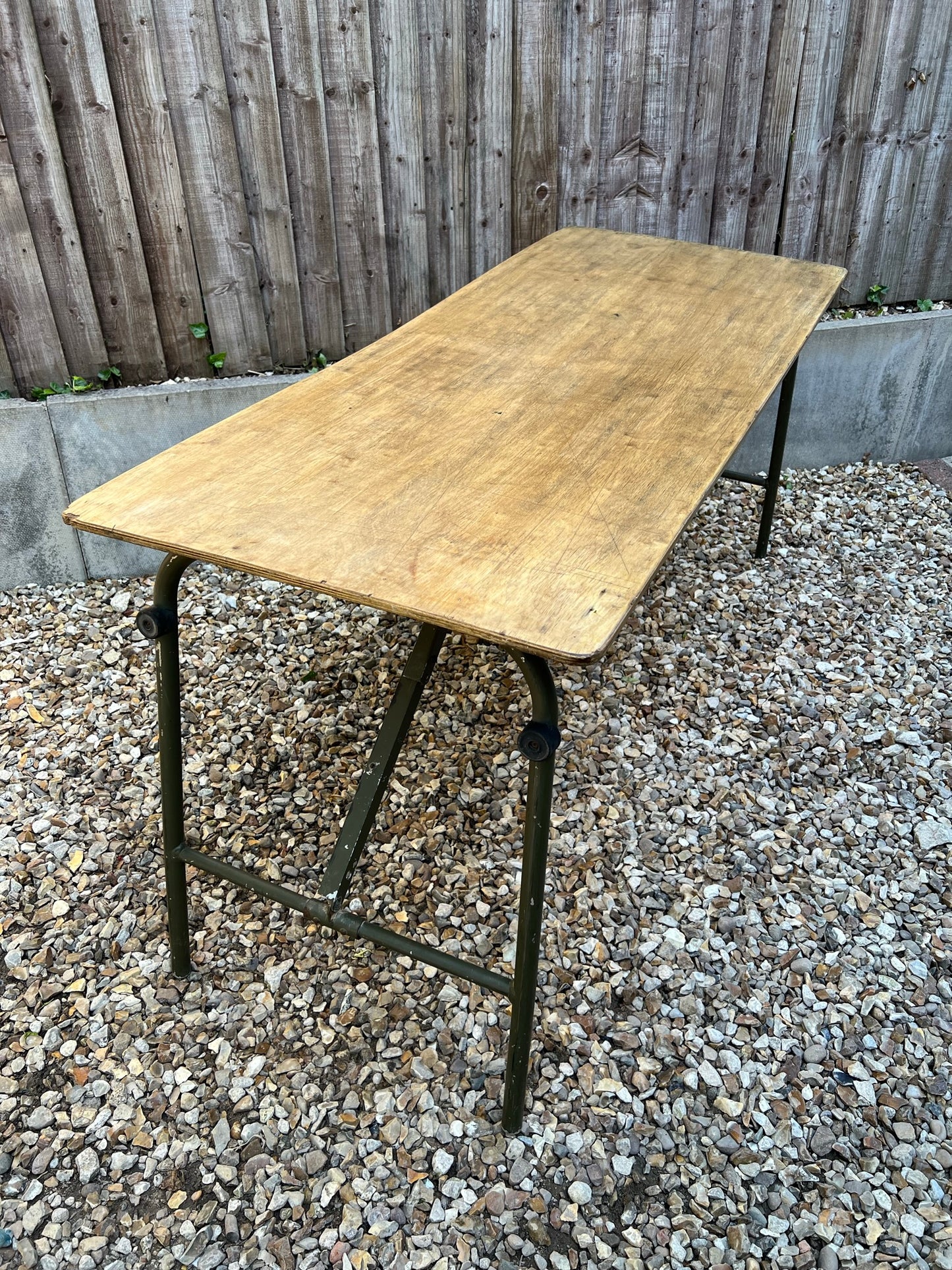 Wooden Folding Trestle Table Rustic Industrial Home Reclaimed Ex British Army Lightweight