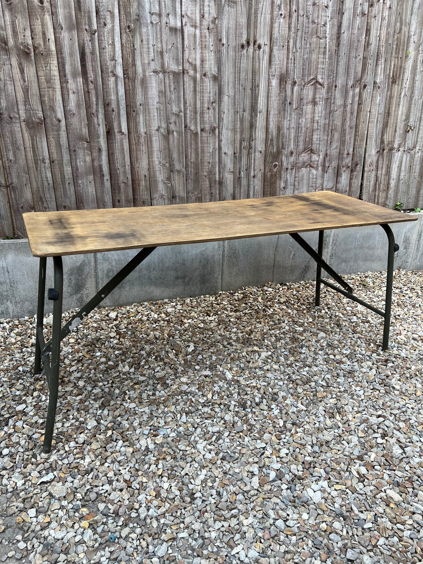 Rustic Folding Wooden Trestle Table Vintage Dining Military Army Reclaimed Home Camping Garden BBQ