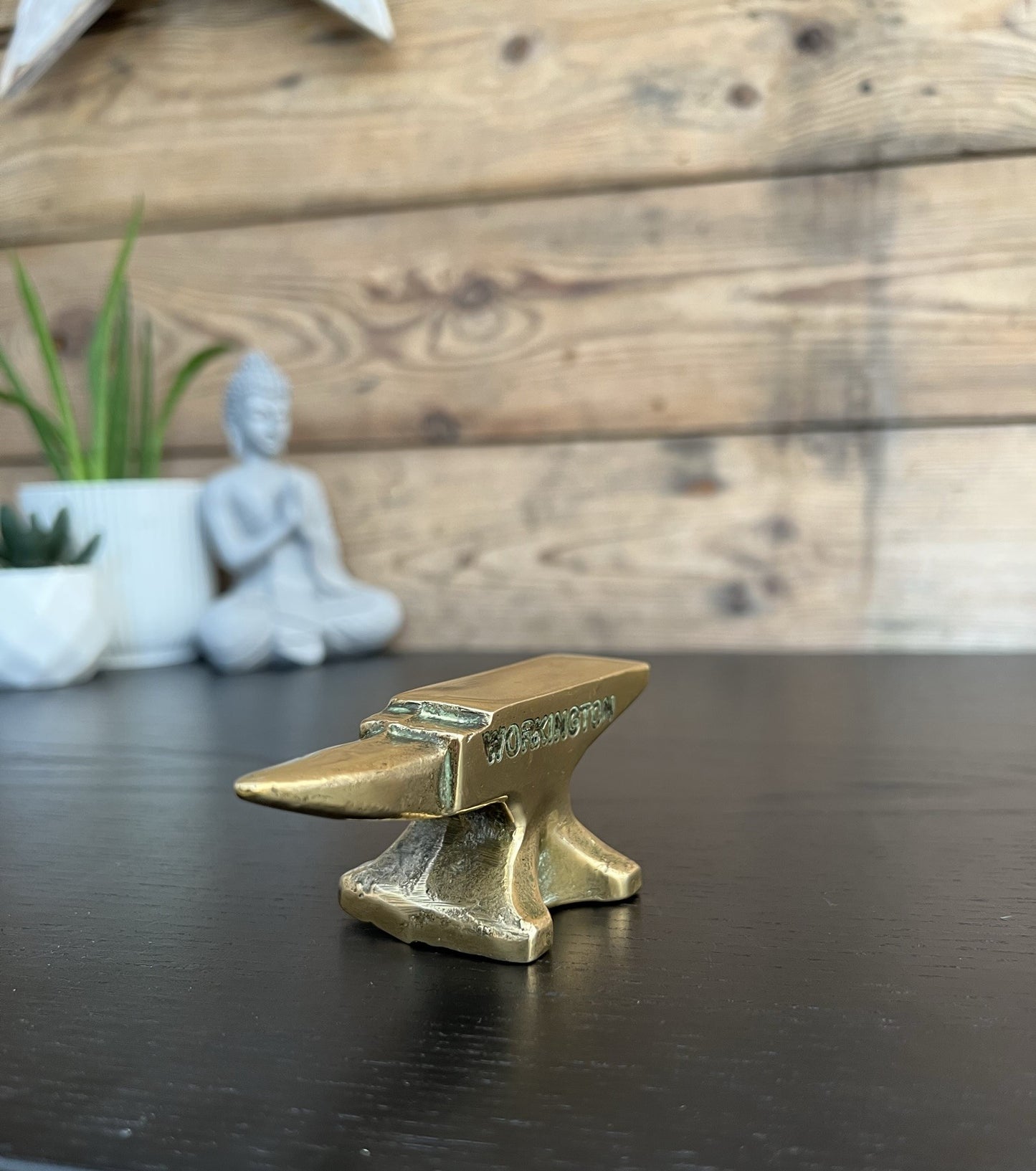 Small Solid Brass Anvil Stamped WORKINGTON Blacksmith Desk Paperweight Decor