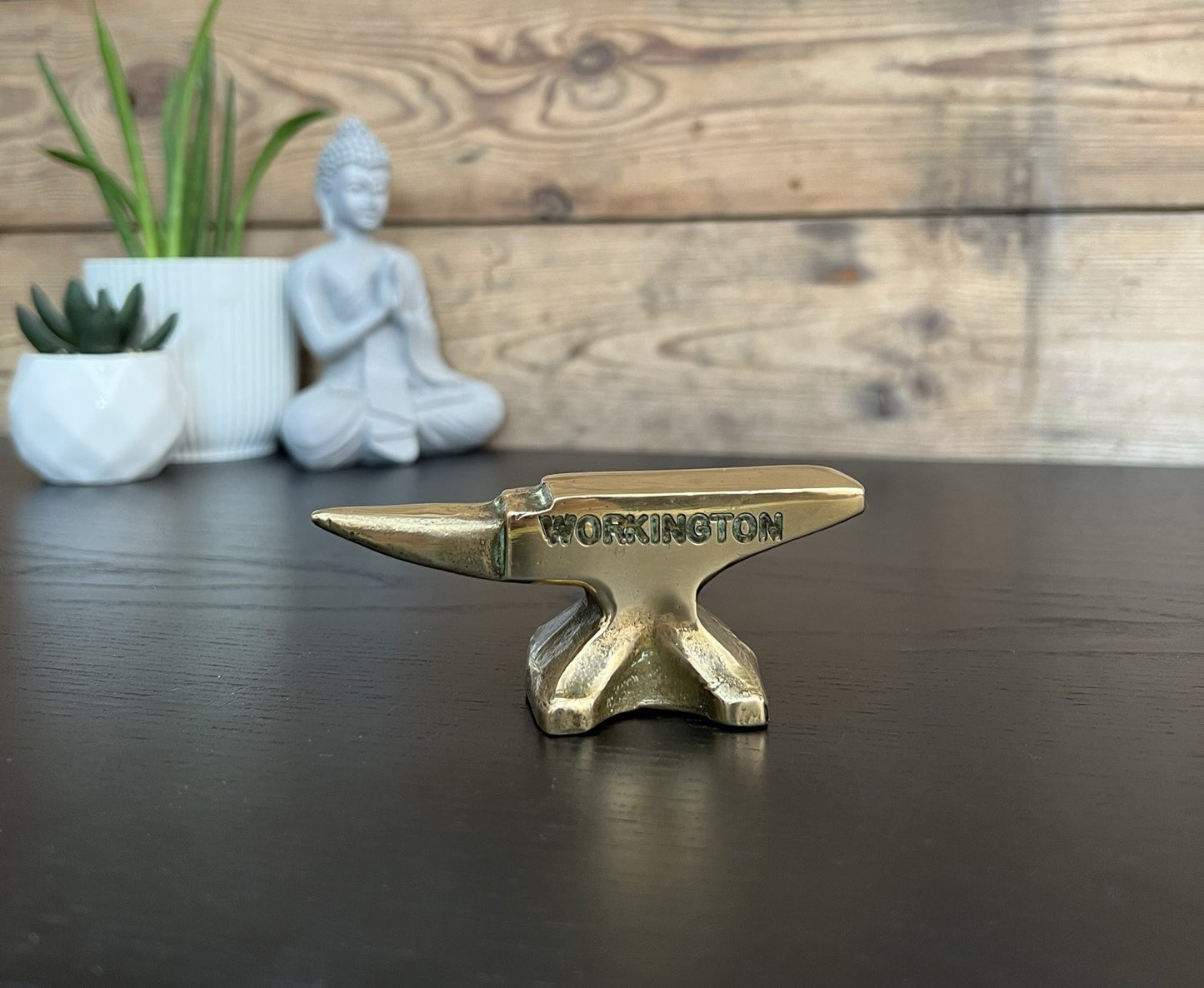 Small Solid Brass Anvil Stamped WORKINGTON Blacksmith Desk Paperweight Decor