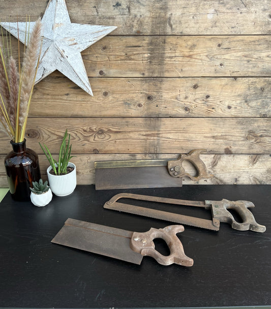 3x Vintage Woodwork Handsaw Job Lot Carpenter Hand Saw Vintage Tools