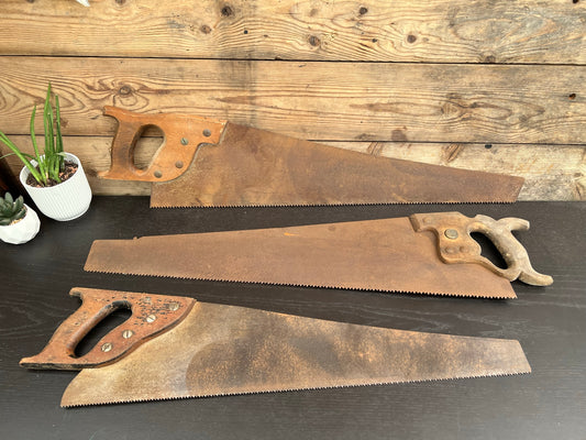 3x Vintage Woodwork Handsaw Job Lot Carpenter Hand Saw Vintage Tools