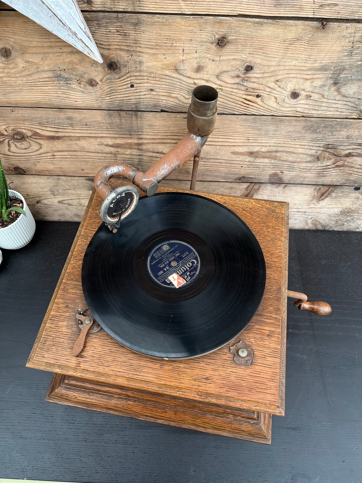 Vintage Alba Wind Up Gramophone Record Player - No Horn Rustic Décor Display Prop