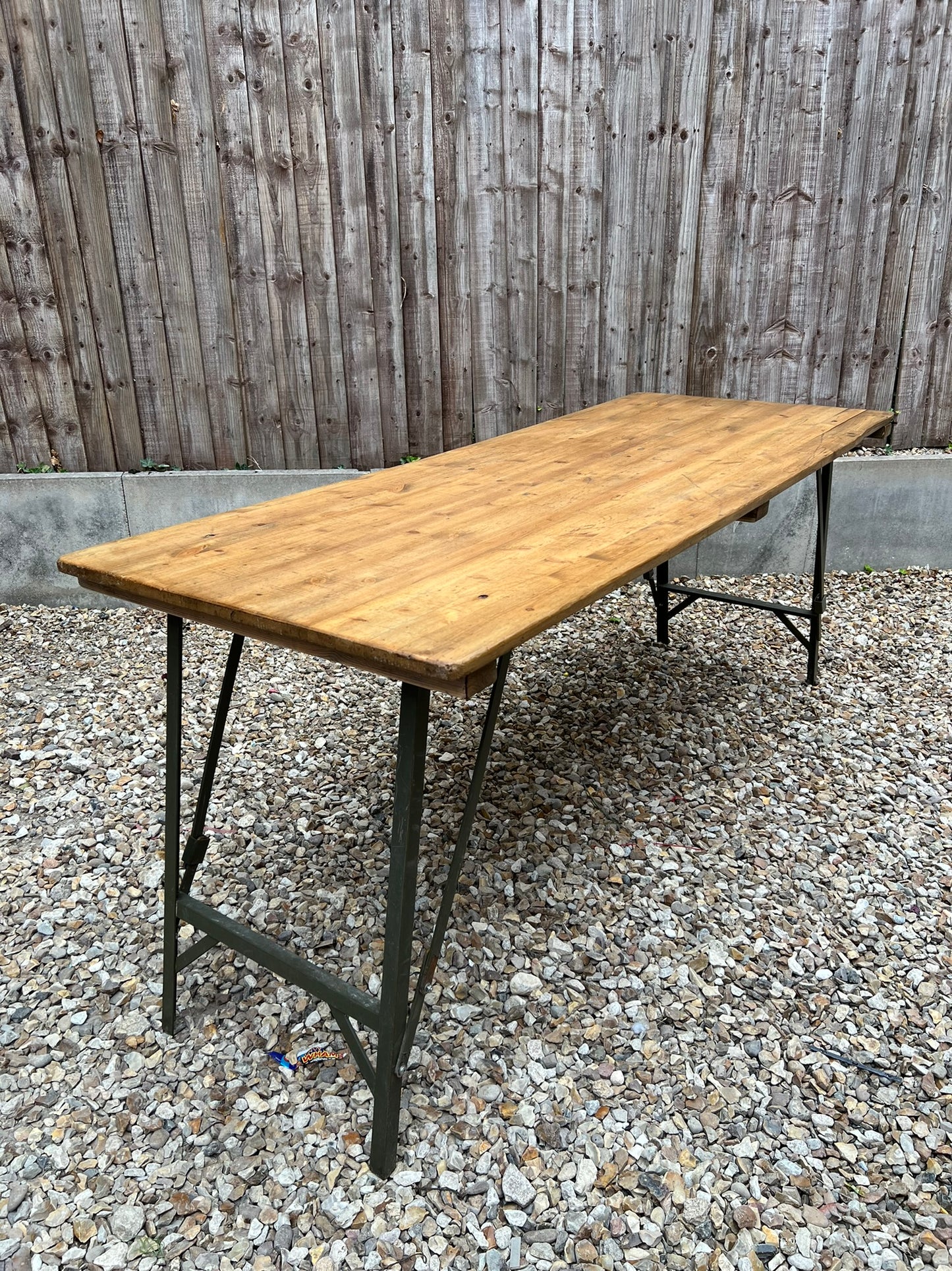 Rustic Industrial Trestle Table Wooden Folding Table Reclaimed Farmhouse Dining Ex Army Office Desk