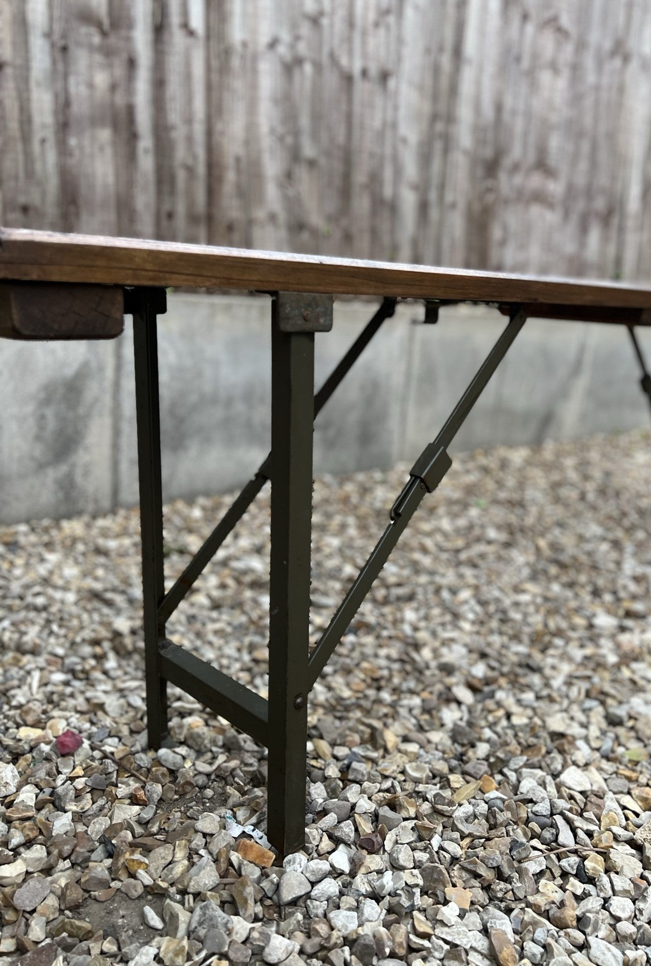 Rustic Industrial Bench Wooden Folding Trestle Bench Farmhouse Dining Camping Seat Reclaimed Army