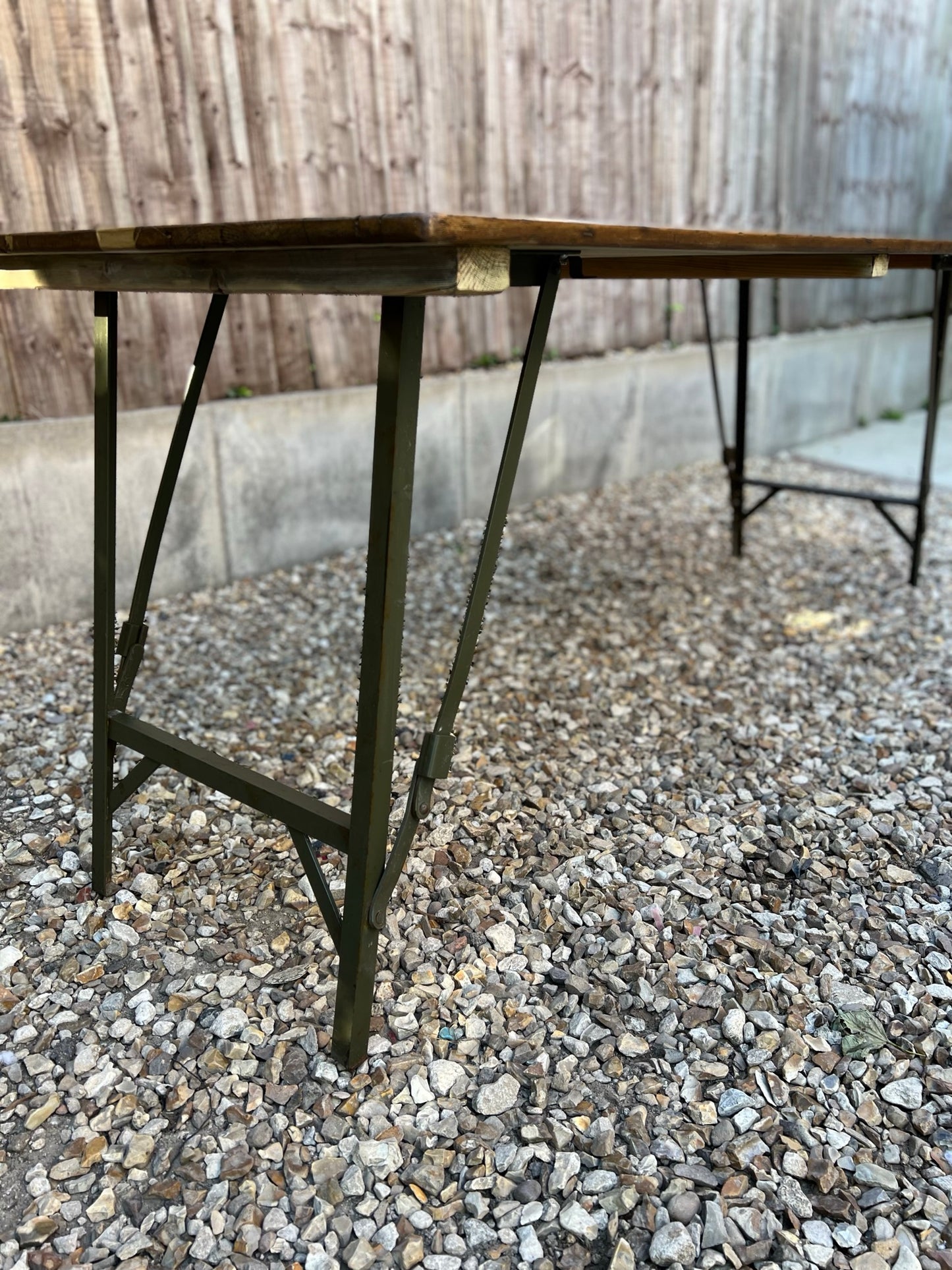 Rustic Industrial Trestle Table Wooden Folding Table Reclaimed Farmhouse Dining Ex Army Office Desk