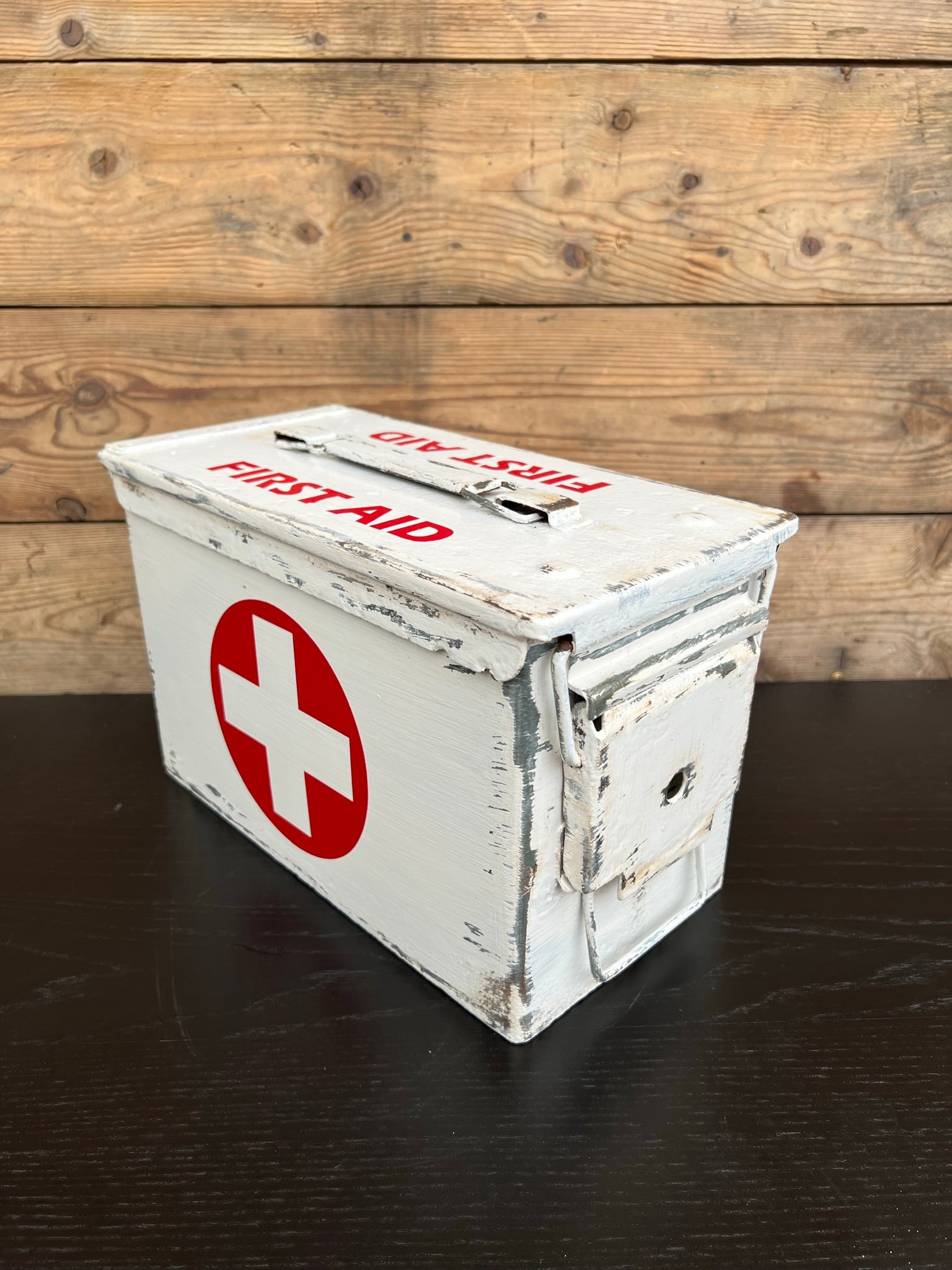 Metal First Aid Ammo Box 50cal Army Medic Distressed Reclaimed Industr ...
