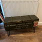 Vintage Wooden Ammo Box Side Table 1984 Rustic Storage Chest Industrial Trunk Home Coffee Table