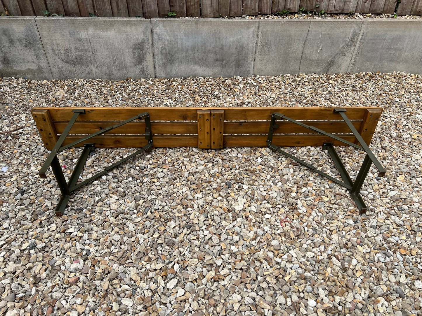 Wooden Folding Trestle Bench Reclaimed Heavy Duty Rustic Farmhouse Home Garden Army